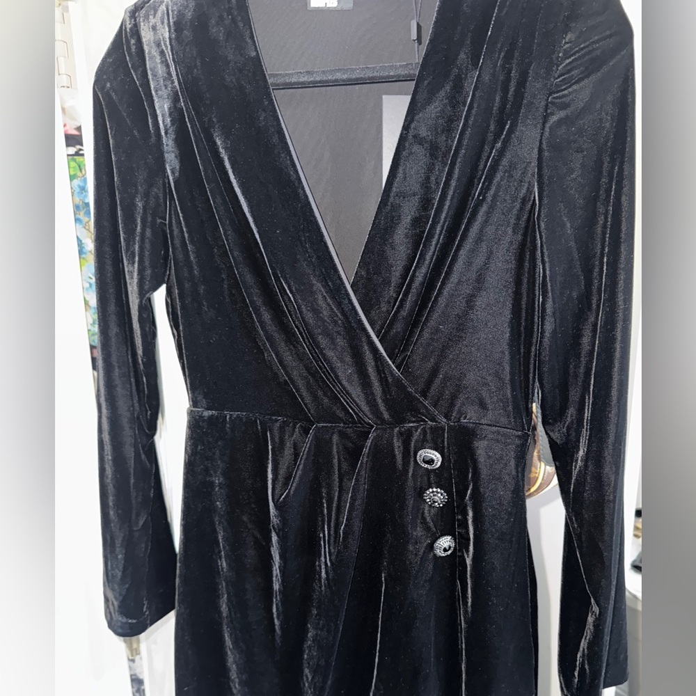 The Kooples Black Velvet Long Sleeve Dress